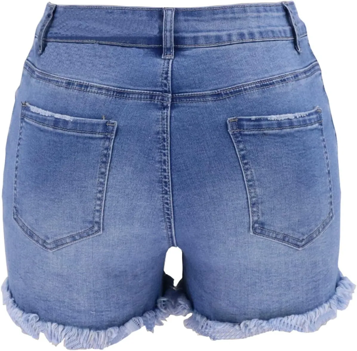 vanberfia Women's Stretchy Denim Mid Rise Jean Shorts with Pockets