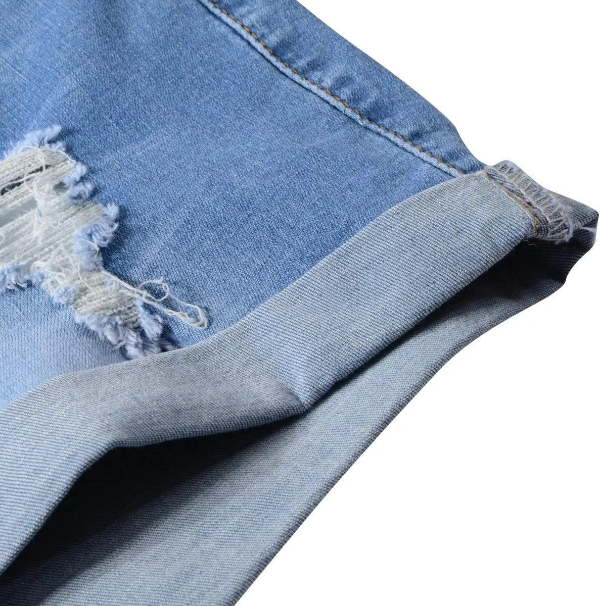vanberfia Women's Stretchy Denim Mid Rise Jean Shorts with Pockets