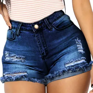 vanberfia Women's Stretchy Denim Mid Rise Jean Shorts with Pockets