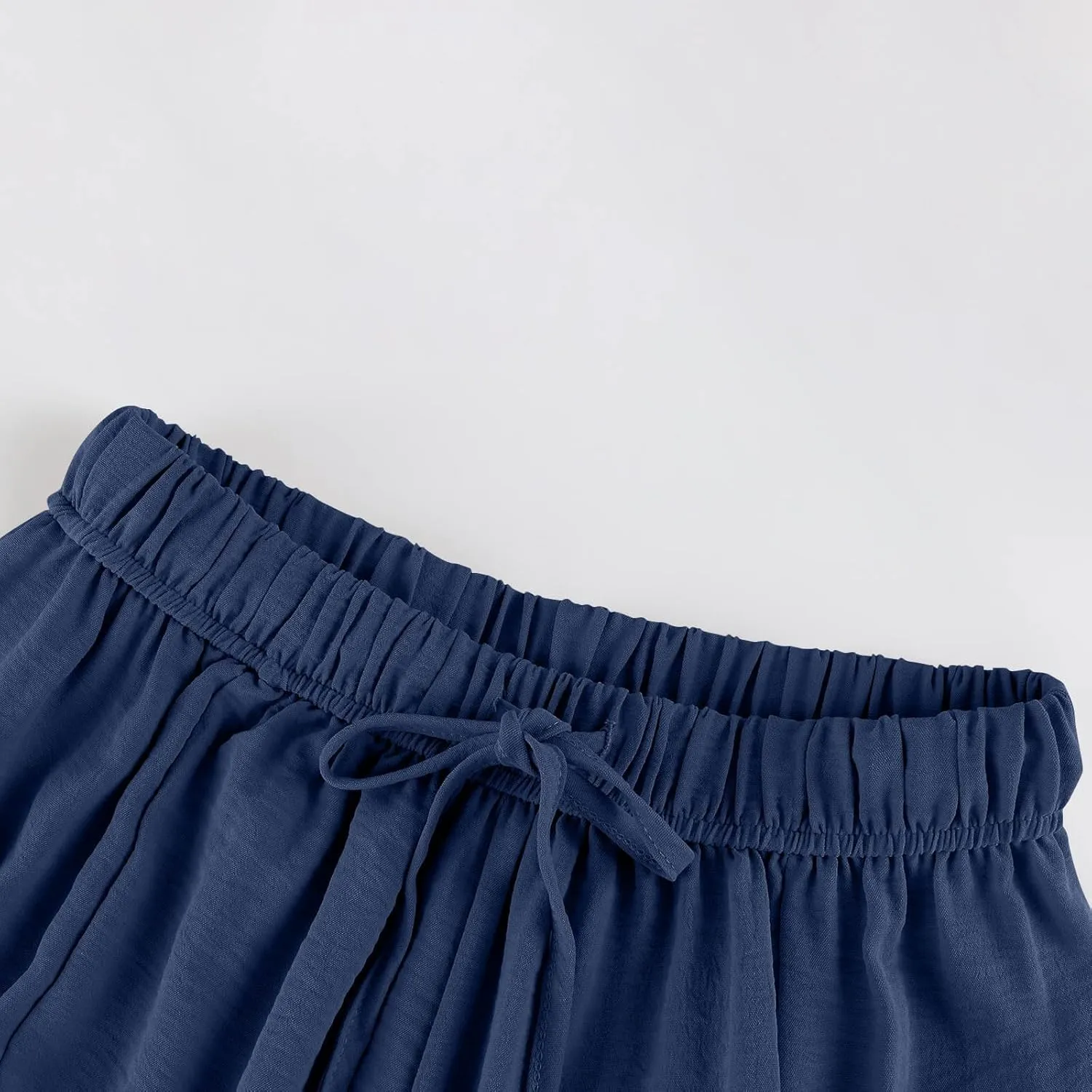 Wide Leg Pants Woman High Waisted Drawstring Casual Boho Pants Summer Baggy Trendy Palazzo Harem Trousers with Pockets