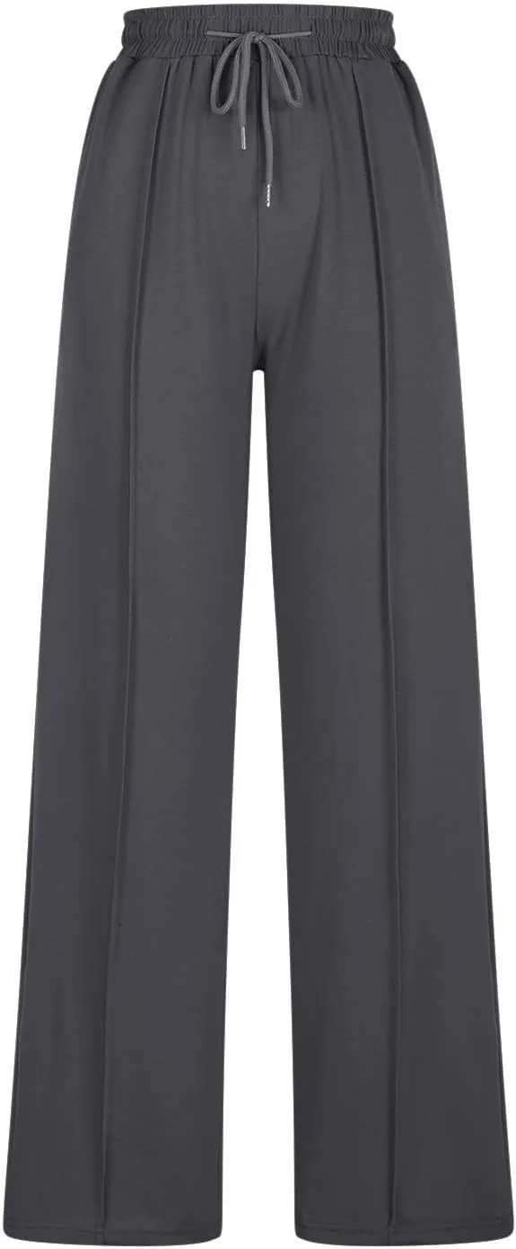Wide Leg Sweatpants for Womens Leisure Plain Pant Drawstring Workout Pants High Waist Yoga Trouser Daily Comfy Pant