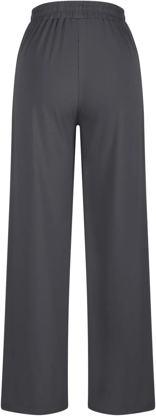 Wide Leg Sweatpants for Womens Leisure Plain Pant Drawstring Workout Pants High Waist Yoga Trouser Daily Comfy Pant