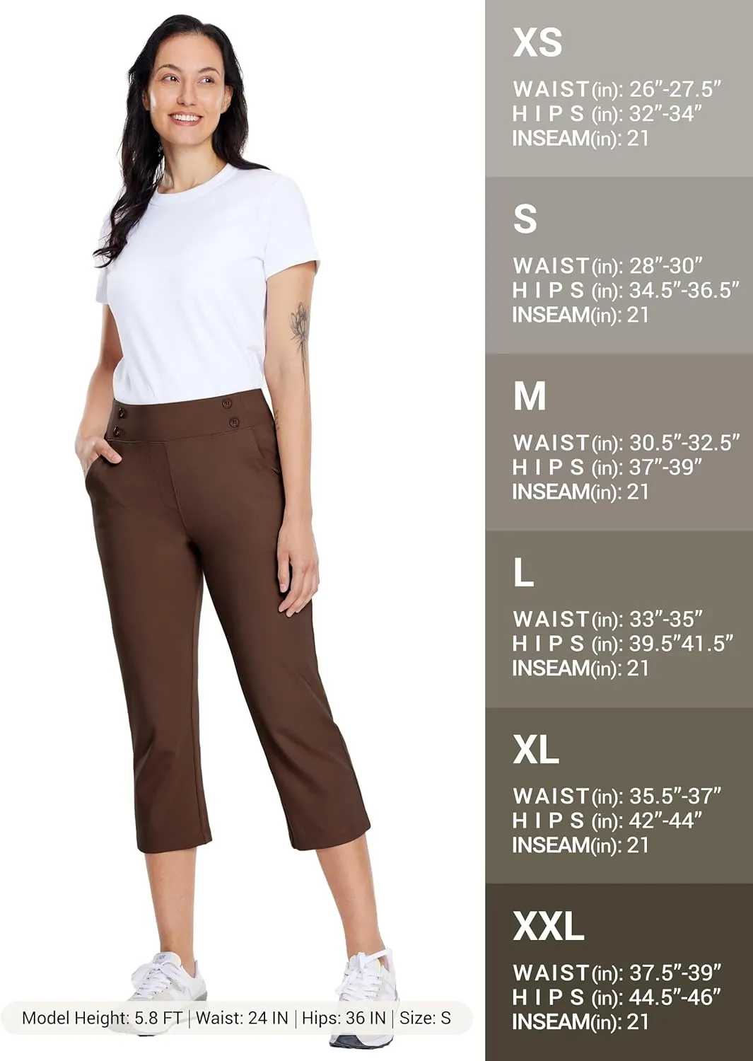 Willit Women's Capri Pants Dress Yoga Capri Stretch Business Work Casual Capris Straight Leg Office Pants 21"