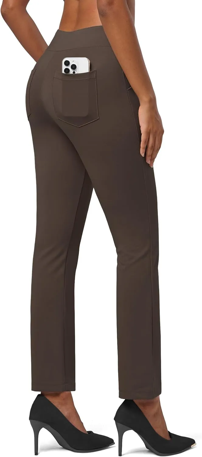 Willit Women's Yoga Dress Pants Stretch Business Work Casual Pants High Waisted Cropped Office Pants 27"