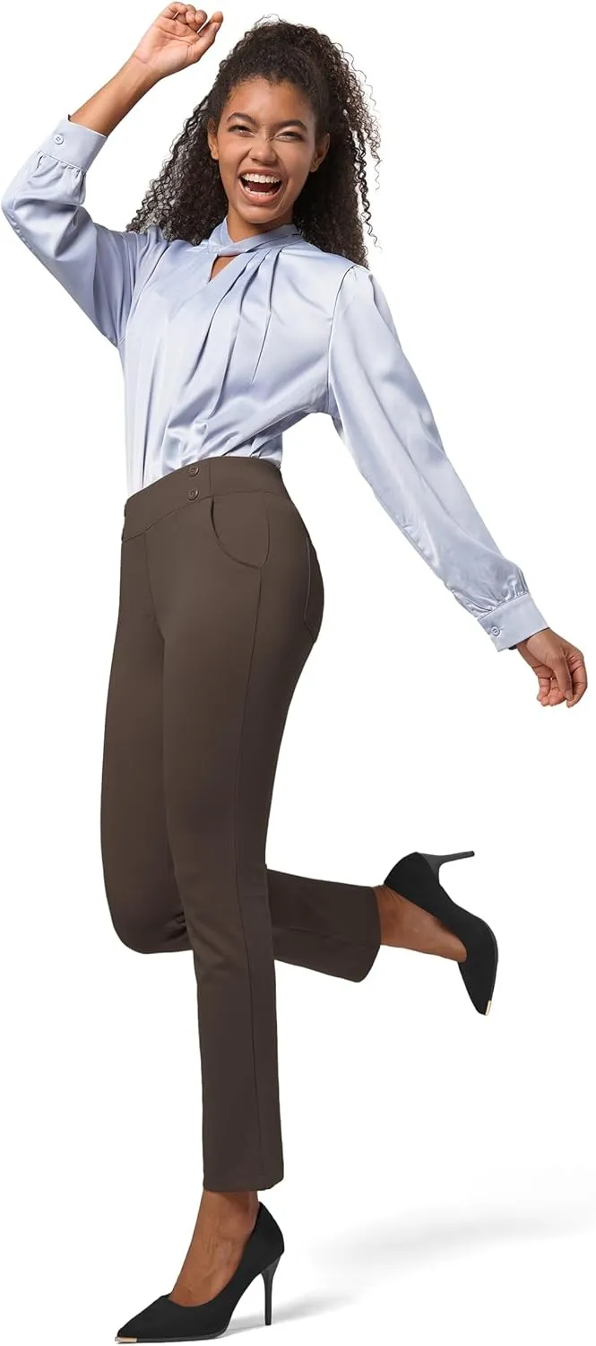 Willit Women's Yoga Dress Pants Stretch Business Work Casual Pants High Waisted Cropped Office Pants 27"