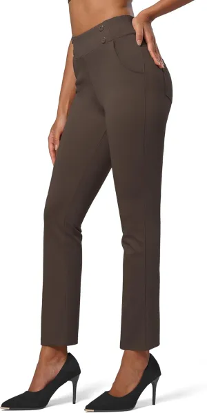 Willit Women's Yoga Dress Pants Stretch Business Work Casual Pants High Waisted Cropped Office Pants 27"