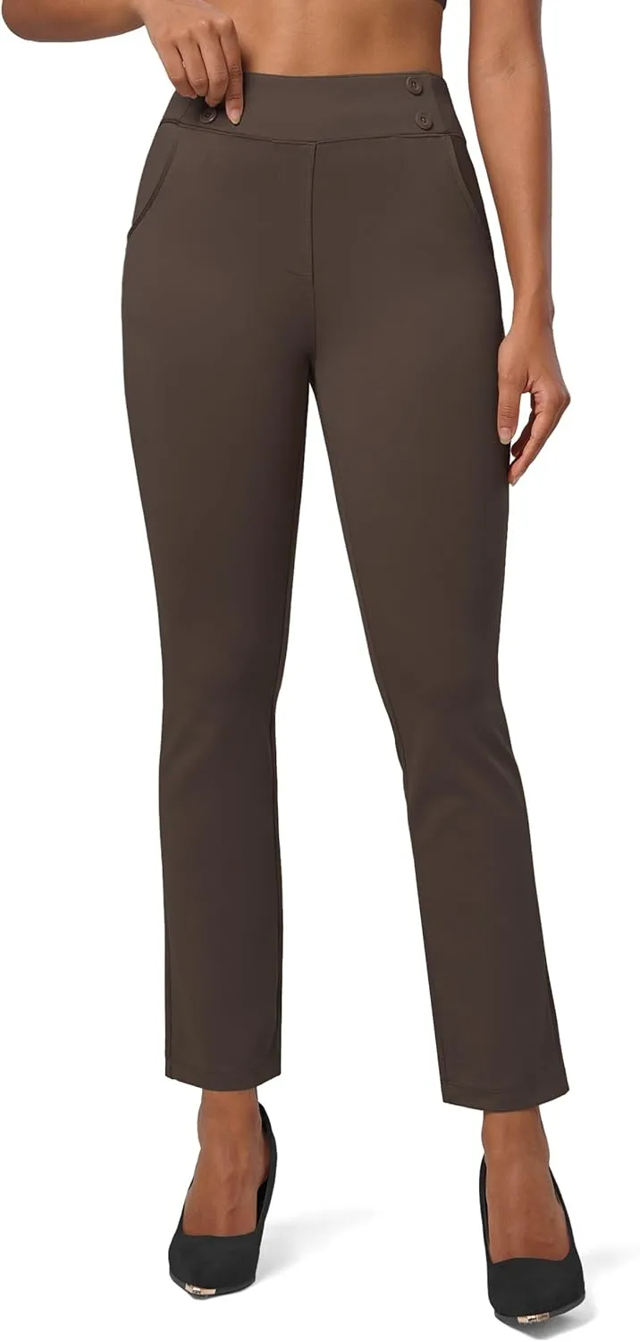 Willit Women's Yoga Dress Pants Stretch Business Work Casual Pants High Waisted Cropped Office Pants 27"