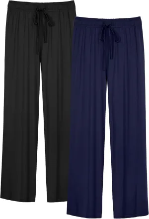WiWi Mens Bamboo Viscose Pajama Pants Soft Lounge Bottoms Knit Big and Long Sweatpants Lightweight Sleep Pant Drawstring S-4X