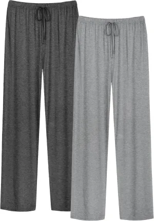 WiWi Mens Bamboo Viscose Pajama Pants Soft Lounge Bottoms Knit Big and Long Sweatpants Lightweight Sleep Pant Drawstring S-4X