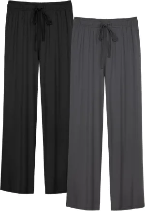 WiWi Mens Bamboo Viscose Pajama Pants Soft Lounge Bottoms Knit Big and Long Sweatpants Lightweight Sleep Pant Drawstring S-4X