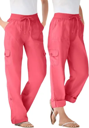Woman Within Plus Size Convertible 2-in-1 Cargo Pant & Capri Elastic Waist