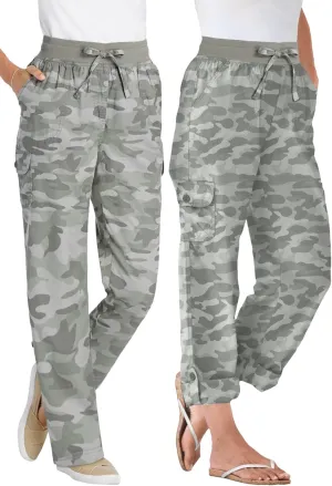 Woman Within Plus Size Convertible 2-in-1 Cargo Pant & Capri Elastic Waist