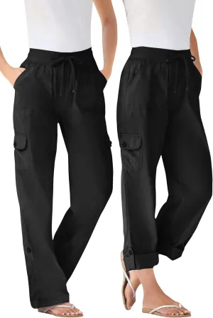 Woman Within Plus Size Convertible 2-in-1 Cargo Pant & Capri Elastic Waist