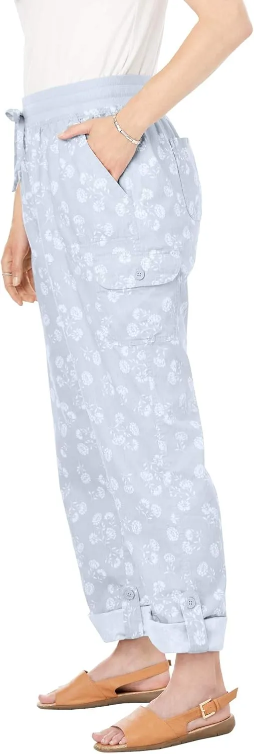Woman Within Plus Size Convertible 2-in-1 Cargo Pant & Capri Elastic Waist