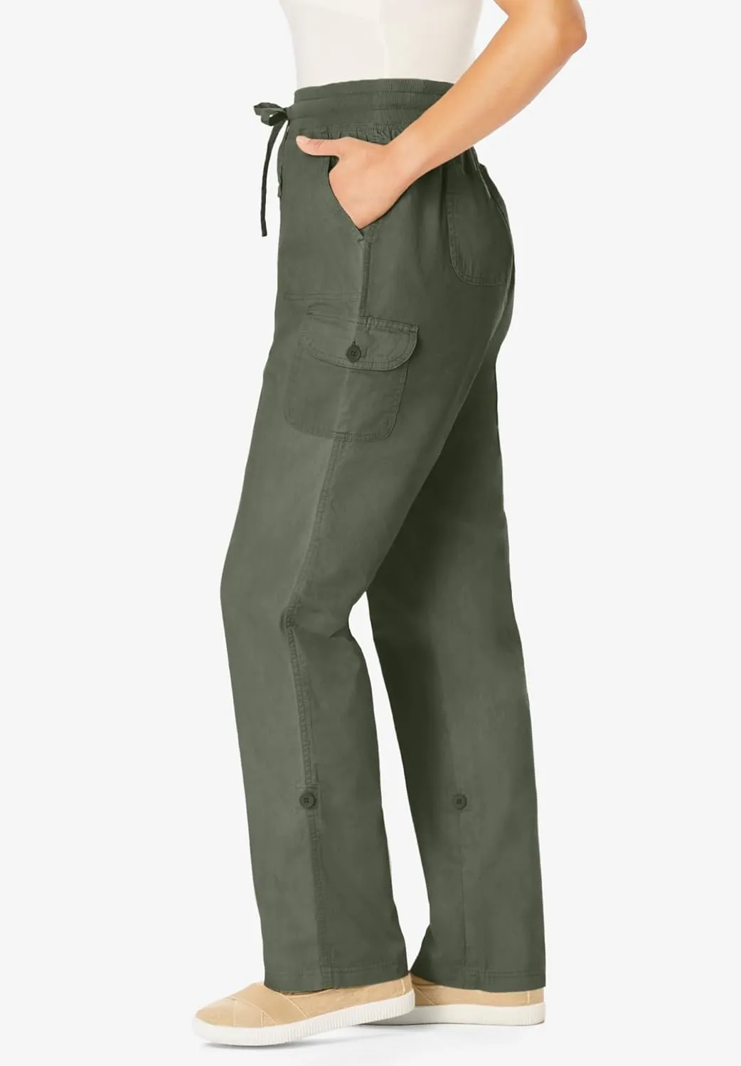 Woman Within Plus Size Convertible 2-in-1 Cargo Pant & Capri Elastic Waist