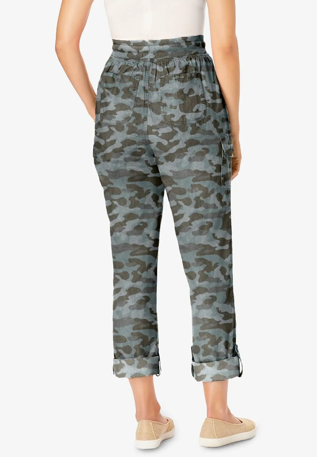 Woman Within Plus Size Convertible 2-in-1 Cargo Pant & Capri Elastic Waist
