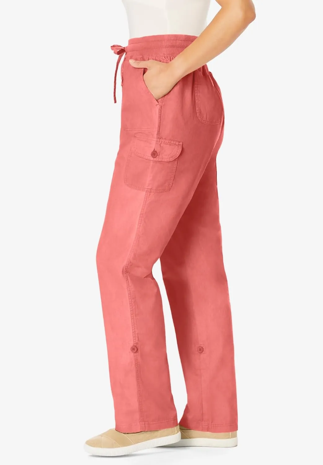 Woman Within Plus Size Convertible 2-in-1 Cargo Pant & Capri Elastic Waist