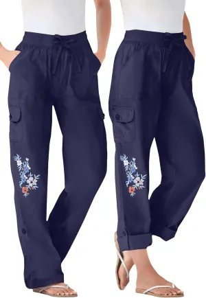 Woman Within Plus Size Convertible 2-in-1 Cargo Pant & Capri Elastic Waist