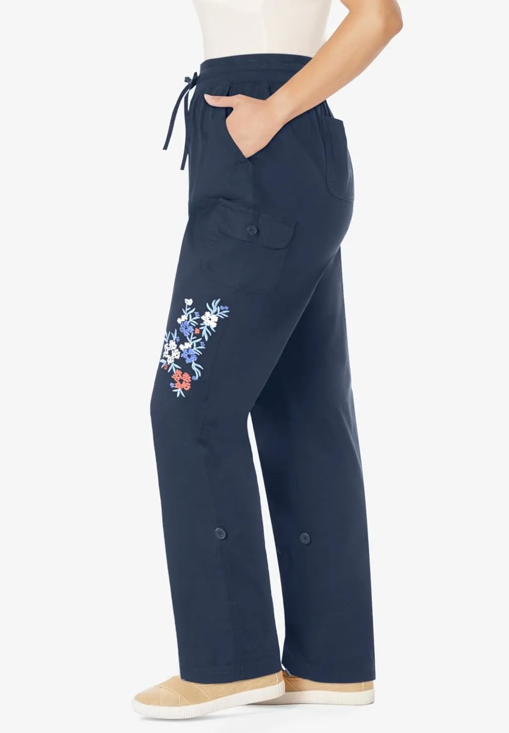 Woman Within Plus Size Convertible 2-in-1 Cargo Pant & Capri Elastic Waist