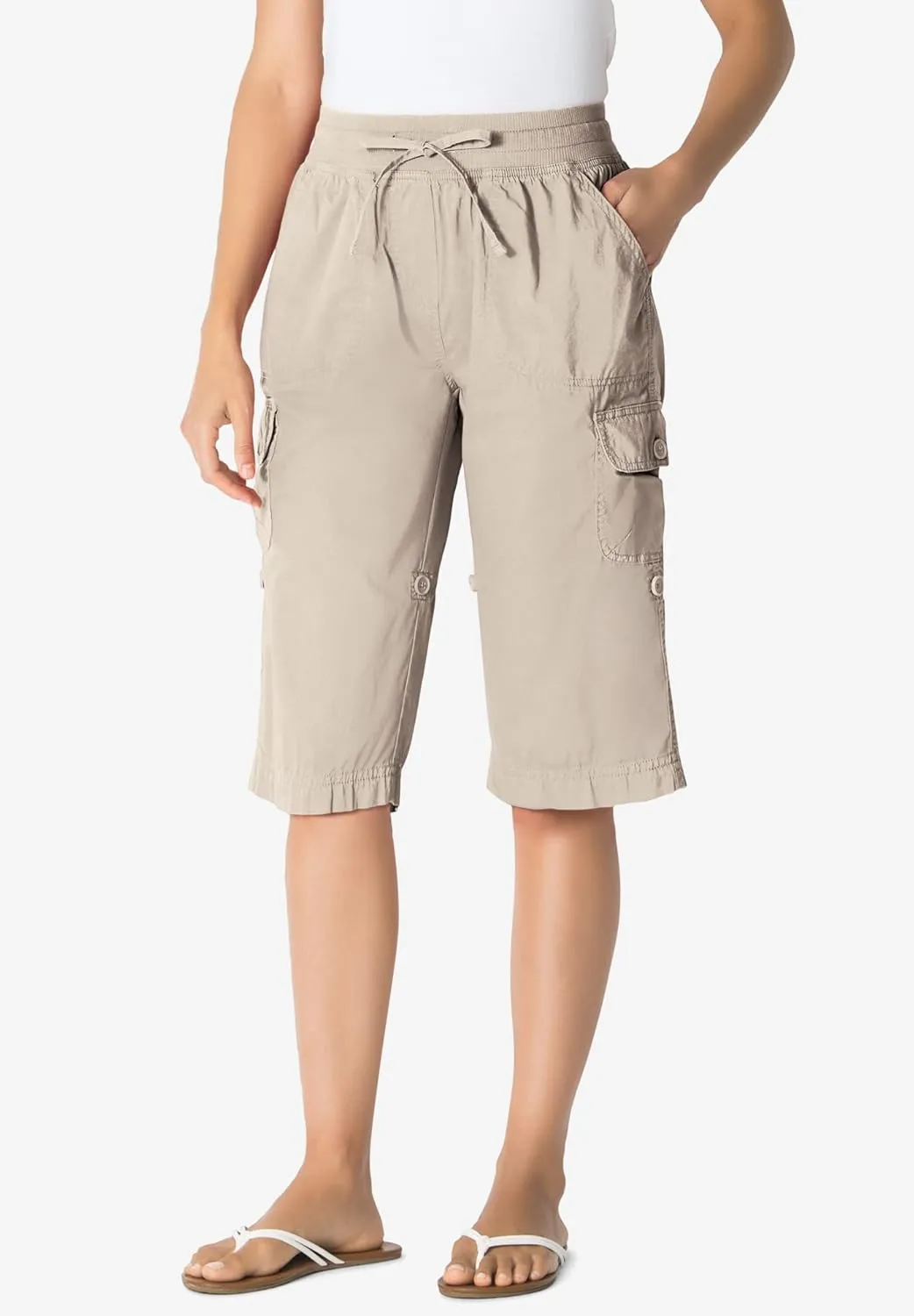 Woman Within Plus Size Convertible Length Cargo Bermuda/Short
