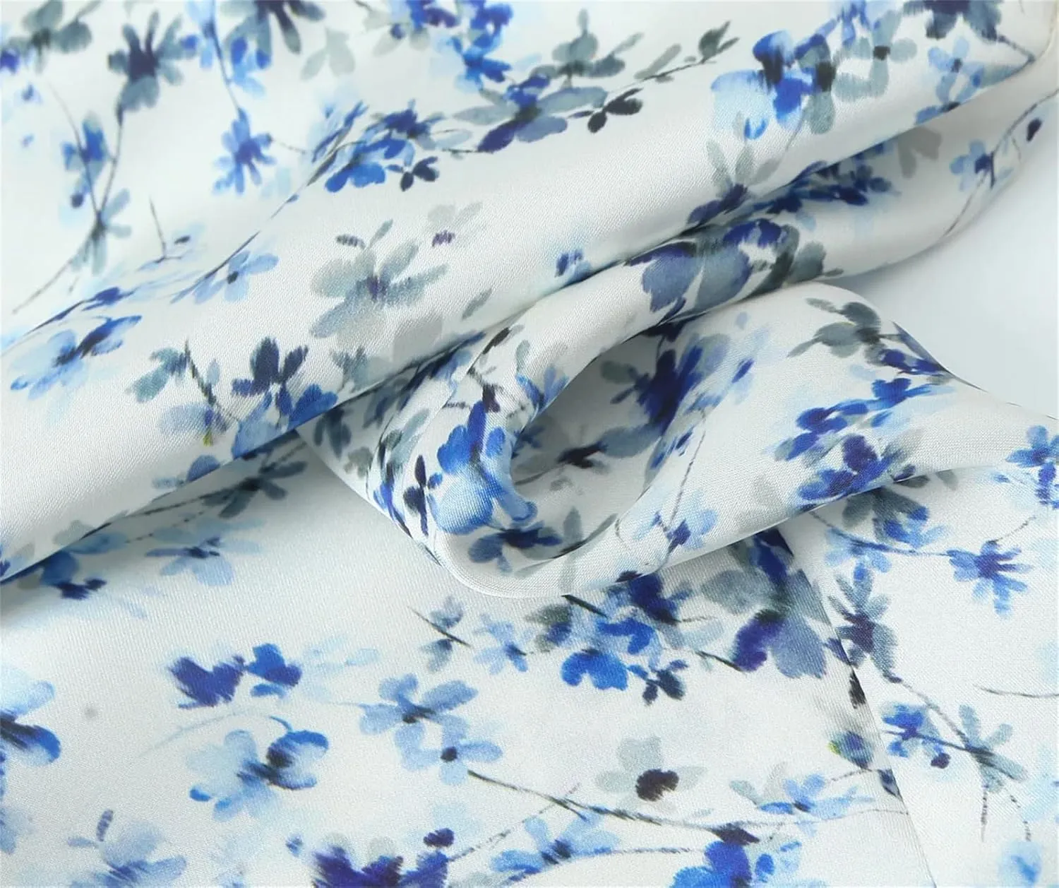 Women Floral Print Satin Long Skirt Vintage High Elastic Waist A-Line Spring Summer Skirt