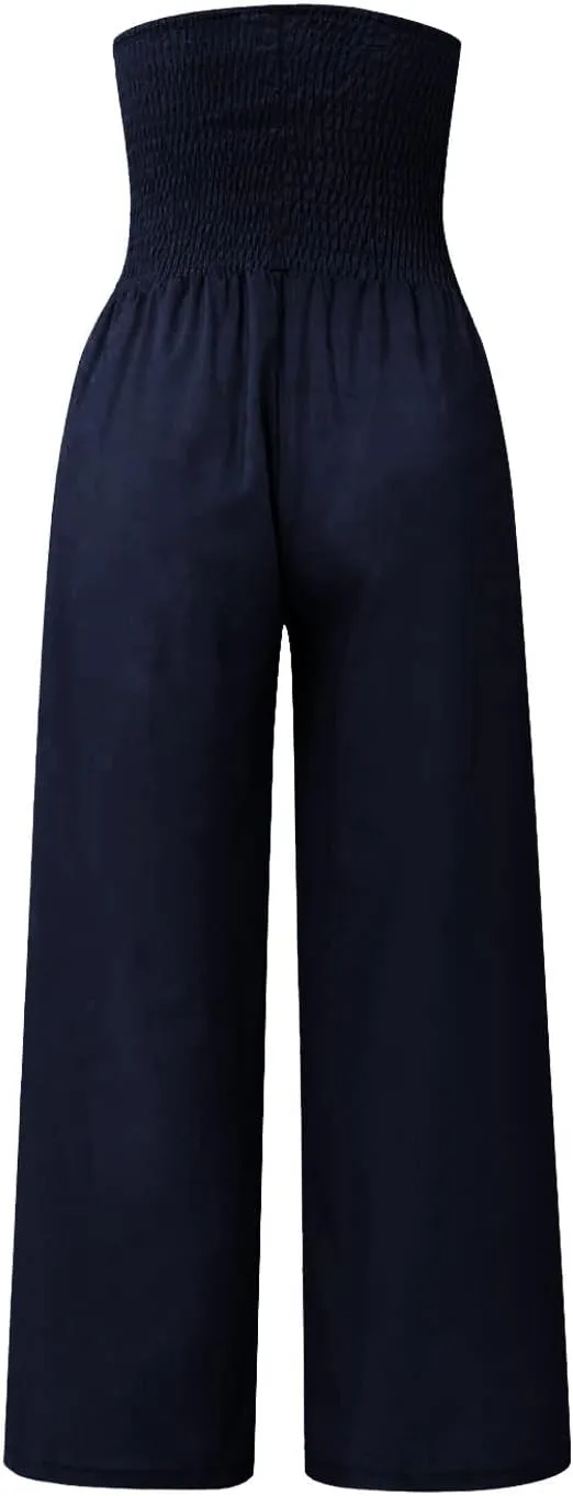 Women Linen Summer Trendy Pants Elastic Waist Ankle Length Slim Fit Pant Trousers Office