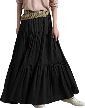 Women Long Lightweight Layered Skirt High Waist Pleated A Line Swing Skirt Midi Skirt 2024 Trendy Skirts