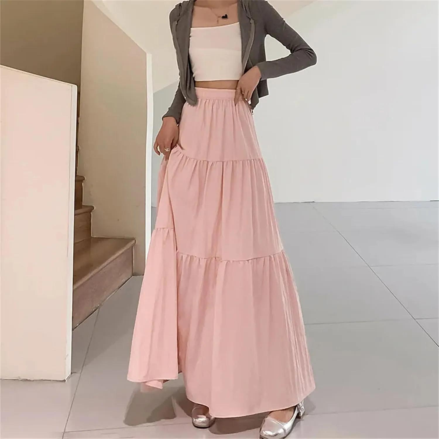 Women Long Skirts Summer Y2k High Waist Harajuku Casual Dance Skirt Woman