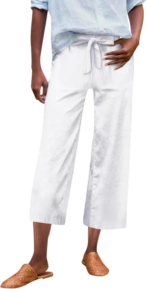 Women Pants Wide Leg Linen High Rise Summer Trendy Pants 2025 Elastic Flowy Palazzo with Pockets Solid Trouser Fashion