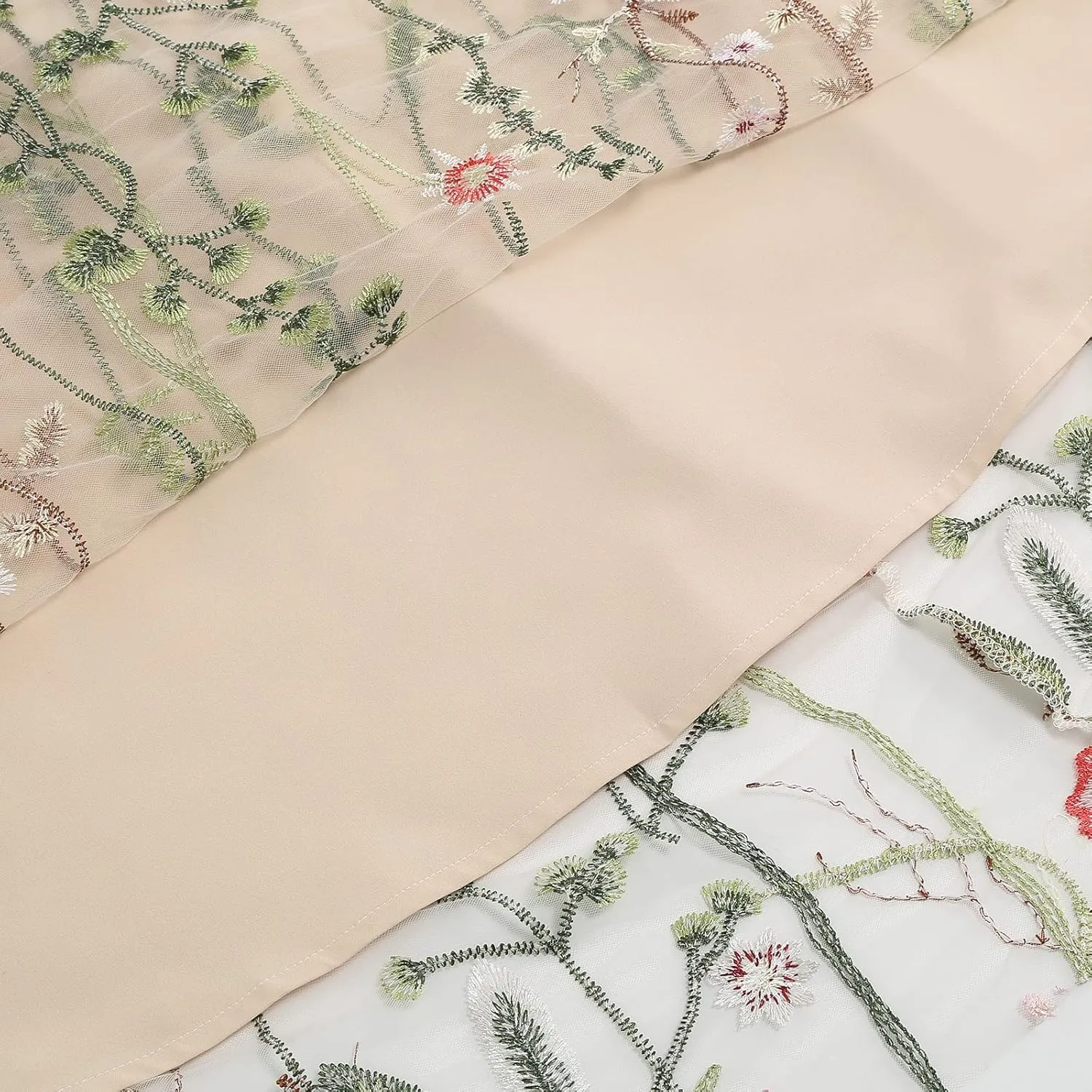 Women Vintage Floral Embroidered Tulle Midi Skirt 50s Party Elastic High Waist A-line Swing Skirts