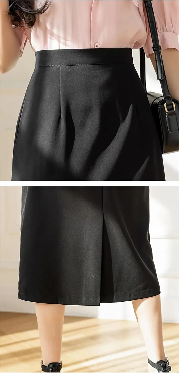 Women Vintage Solid Pencil Streetwear High Waist Falda Mujer Split Bodycon Wrap Long Skirts