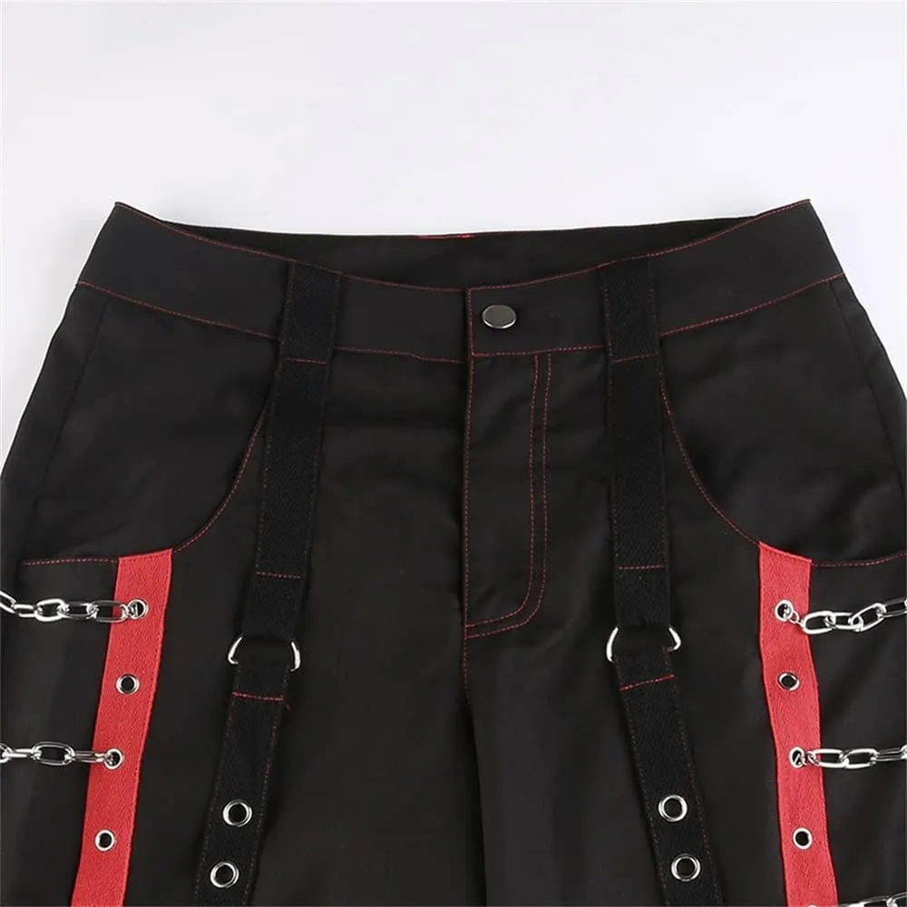 Women Y2k Pants Goth Punk Emo Baggy Bell Bottom Jeans Y2k Wide Leg Harajuku Grunge Pants Hip Hop Clothes