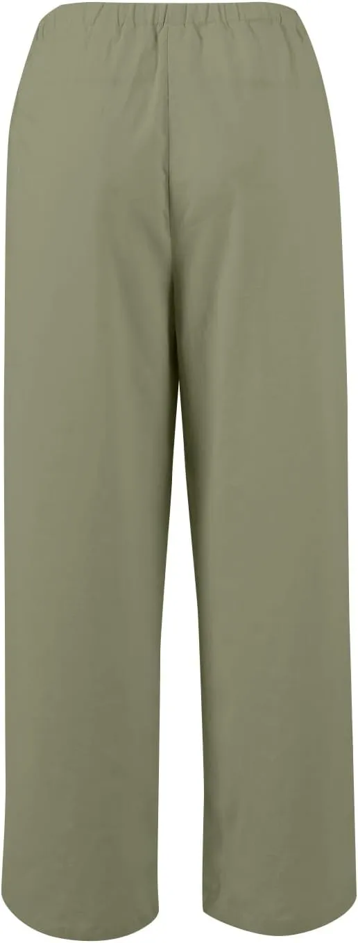 Womens Casual Pants Wide Leg Linen High Waisted Summer Fashion Comfy Pants Elastic Button Up Pockets Solid 2025 Outfit