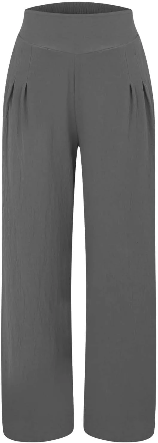 Womens Clothes Summer Outfits for Women Pants Wide Leg Long Pant Trousers with Pocket Linen Cropped Pants