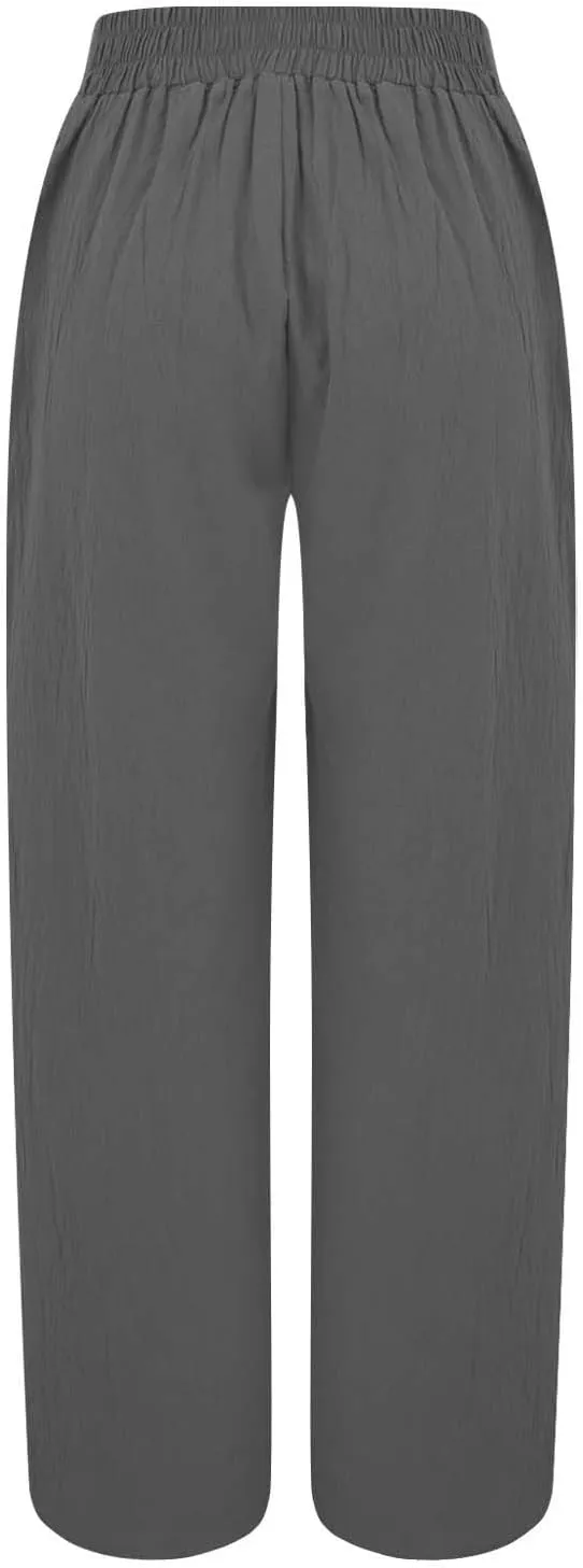 Womens Clothes Summer Outfits for Women Pants Wide Leg Long Pant Trousers with Pocket Linen Cropped Pants
