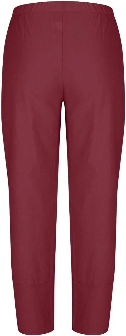 Womens Cotton Linen Harem Pants Casual Loose Fit High Waisted Pants Jogger Trousers Lounge Bottoms Slacks with Pockets