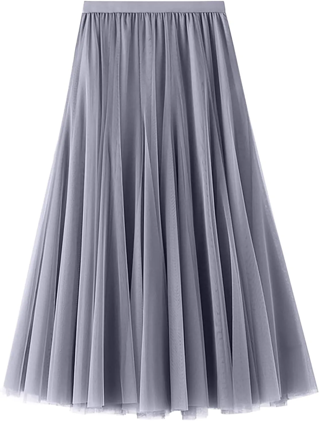 Women's High Waist A Line Skirts Women's Tulle Layered Skirt Mesh Pleated Midi Skirts Draped High Waist Elegant