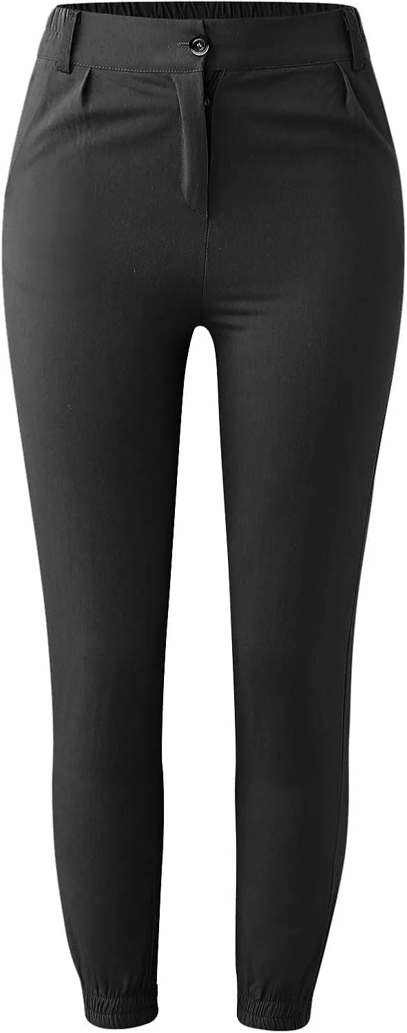 Womens High Waist Skinny Pants Pull-On Trousers Stretchy Office Pants with Tummy Control Butt Lifting and Pockets