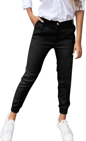 Womens High Waist Skinny Pants Pull-On Trousers Stretchy Office Pants with Tummy Control Butt Lifting and Pockets