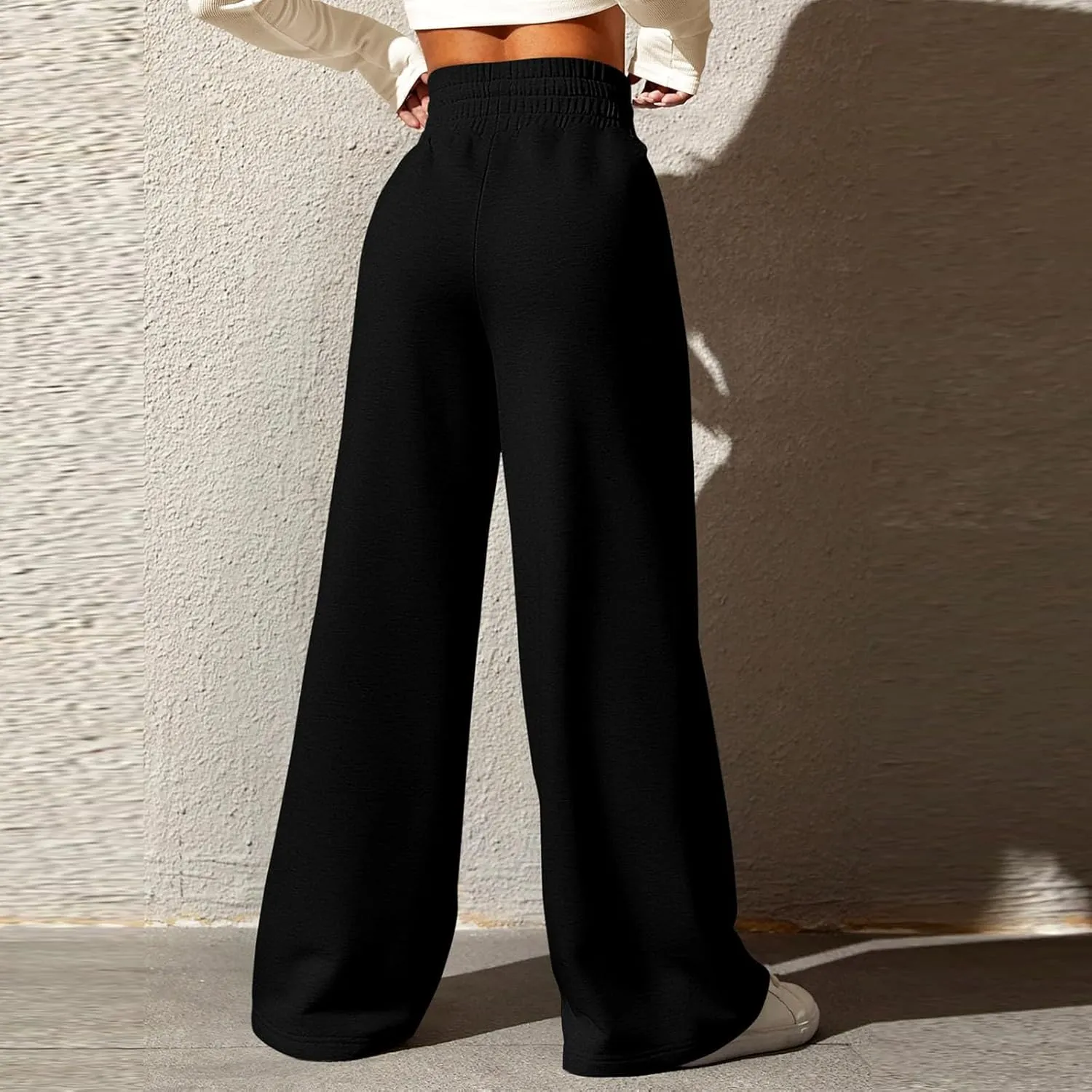 Womens High Waisted Sweatpants Trendy Workout Active Joggers Pants Baggy Lounge Bottoms Drawstring Wide Leg Pants