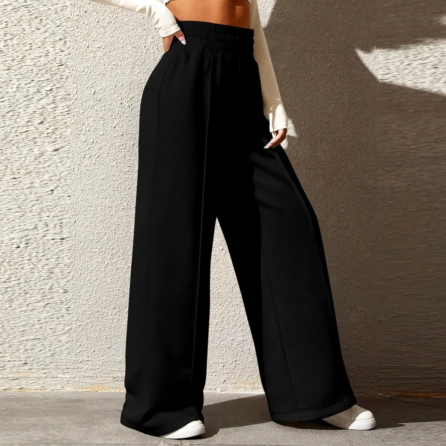 Womens High Waisted Sweatpants Trendy Workout Active Joggers Pants Baggy Lounge Bottoms Drawstring Wide Leg Pants