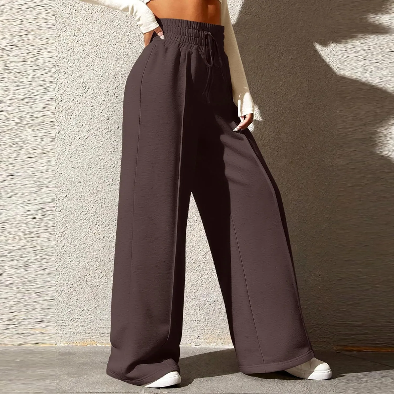 Womens High Waisted Sweatpants Trendy Workout Active Joggers Pants Baggy Lounge Bottoms Drawstring Wide Leg Pants