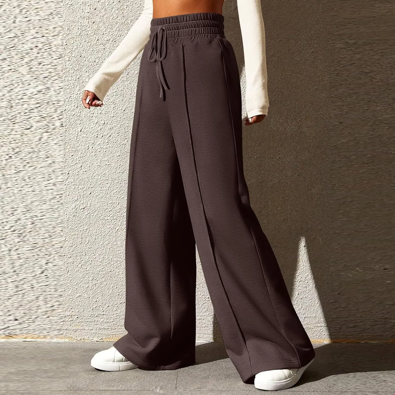 Womens High Waisted Sweatpants Trendy Workout Active Joggers Pants Baggy Lounge Bottoms Drawstring Wide Leg Pants