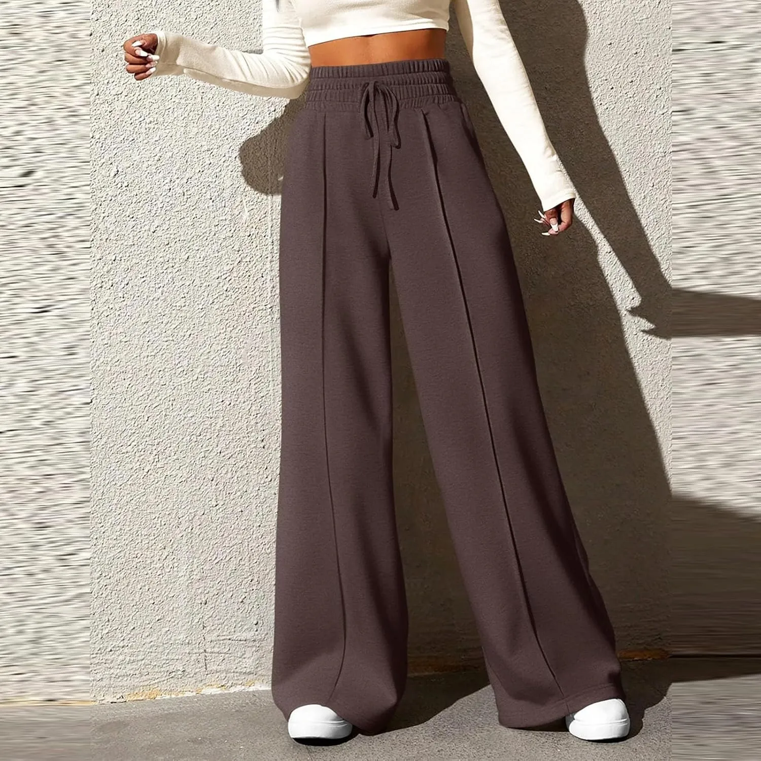 Womens High Waisted Sweatpants Trendy Workout Active Joggers Pants Baggy Lounge Bottoms Drawstring Wide Leg Pants