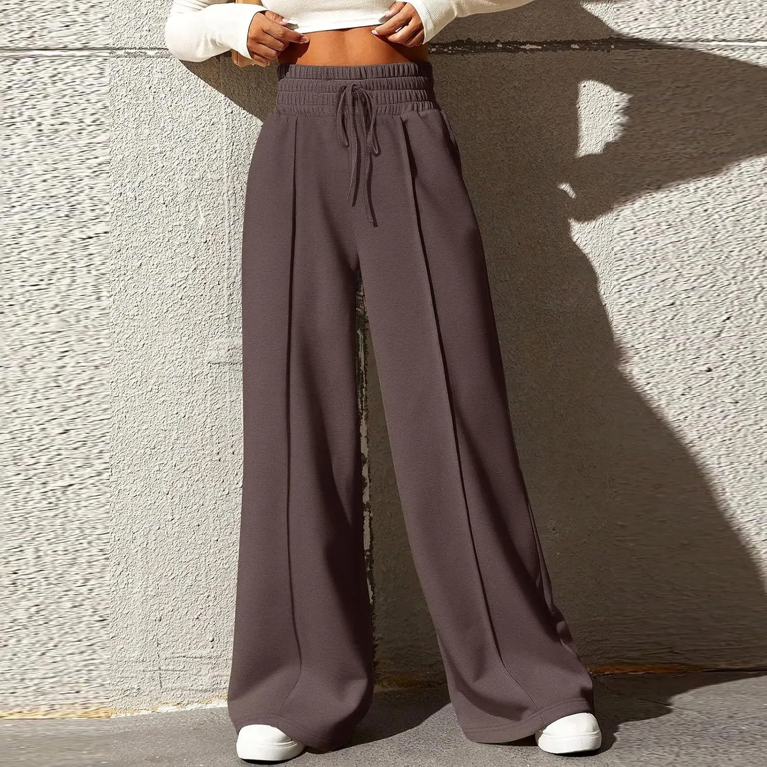 Womens High Waisted Sweatpants Trendy Workout Active Joggers Pants Baggy Lounge Bottoms Drawstring Wide Leg Pants