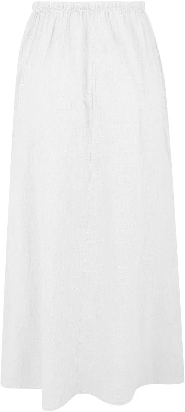 Womens Linen Skirt ummer Casual Maxi Skirt Drawstring Low Rise A-Line Flowy Boho Beach Vacation Outfits