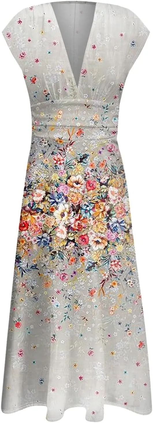 Women's Loose Fit Maxi Dresses Chiffon Daily Swing Casual 2025 Mature Outdoor Fashion Ruffled Short Dress