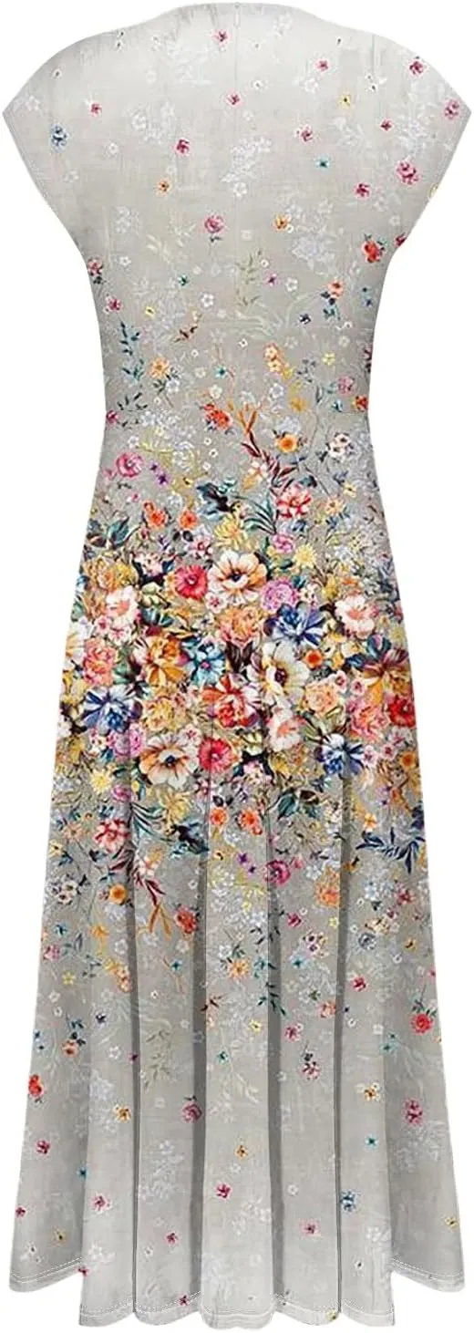 Women's Loose Fit Maxi Dresses Chiffon Daily Swing Casual 2025 Mature Outdoor Fashion Ruffled Short Dress