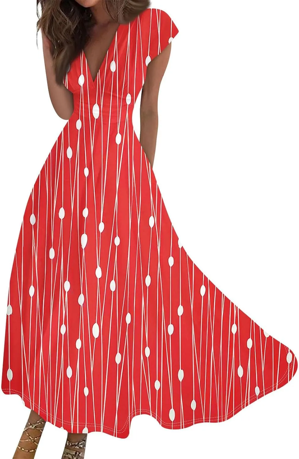 Women's Loose Fit Maxi Dresses Chiffon Daily Swing Casual 2025 Mature Outdoor Fashion Ruffled Short Dress