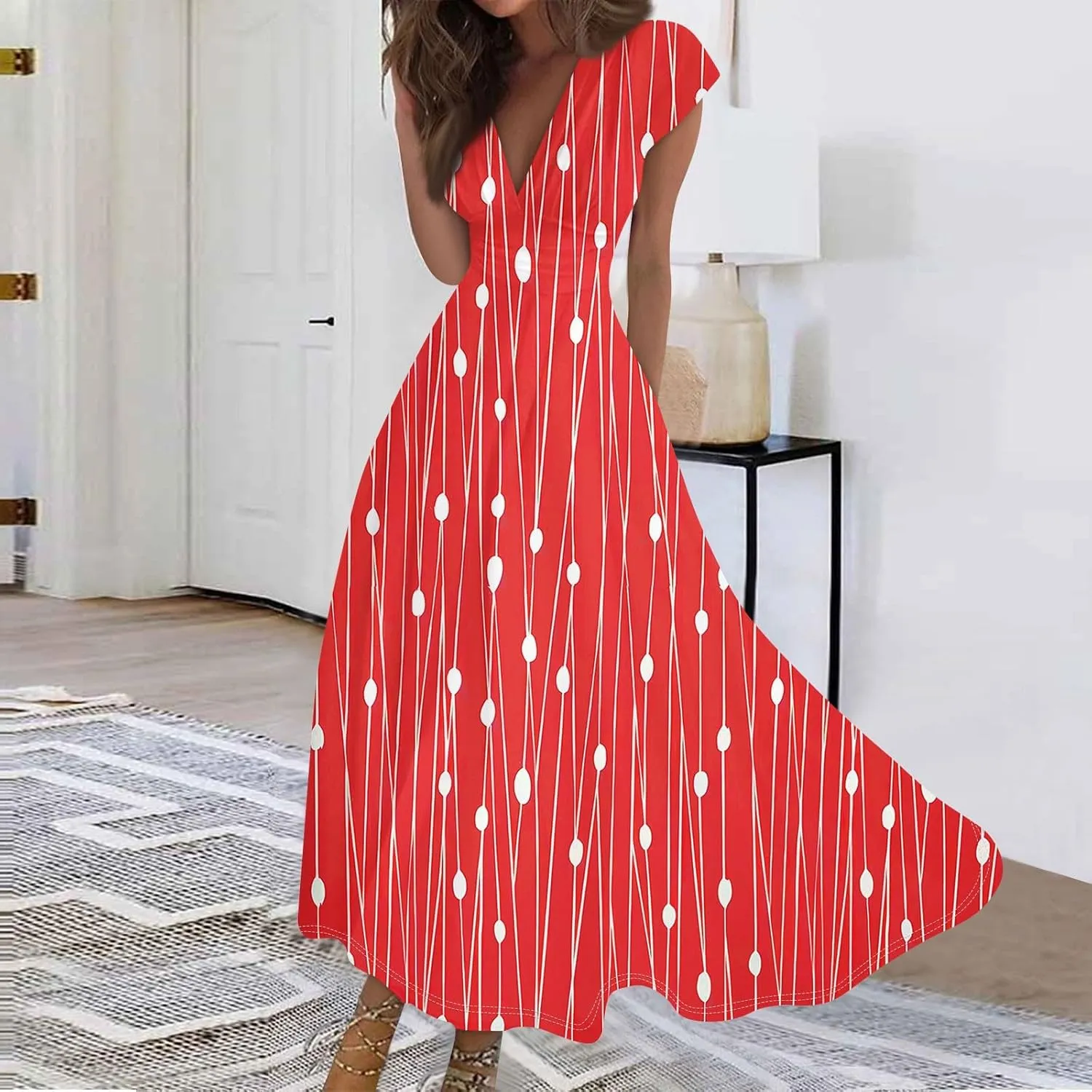 Women's Loose Fit Maxi Dresses Chiffon Daily Swing Casual 2025 Mature Outdoor Fashion Ruffled Short Dress